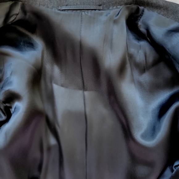 Vintage hand-made woolen long jacket blazer charcoal grey double breasted 10 - Picture 11 of 15